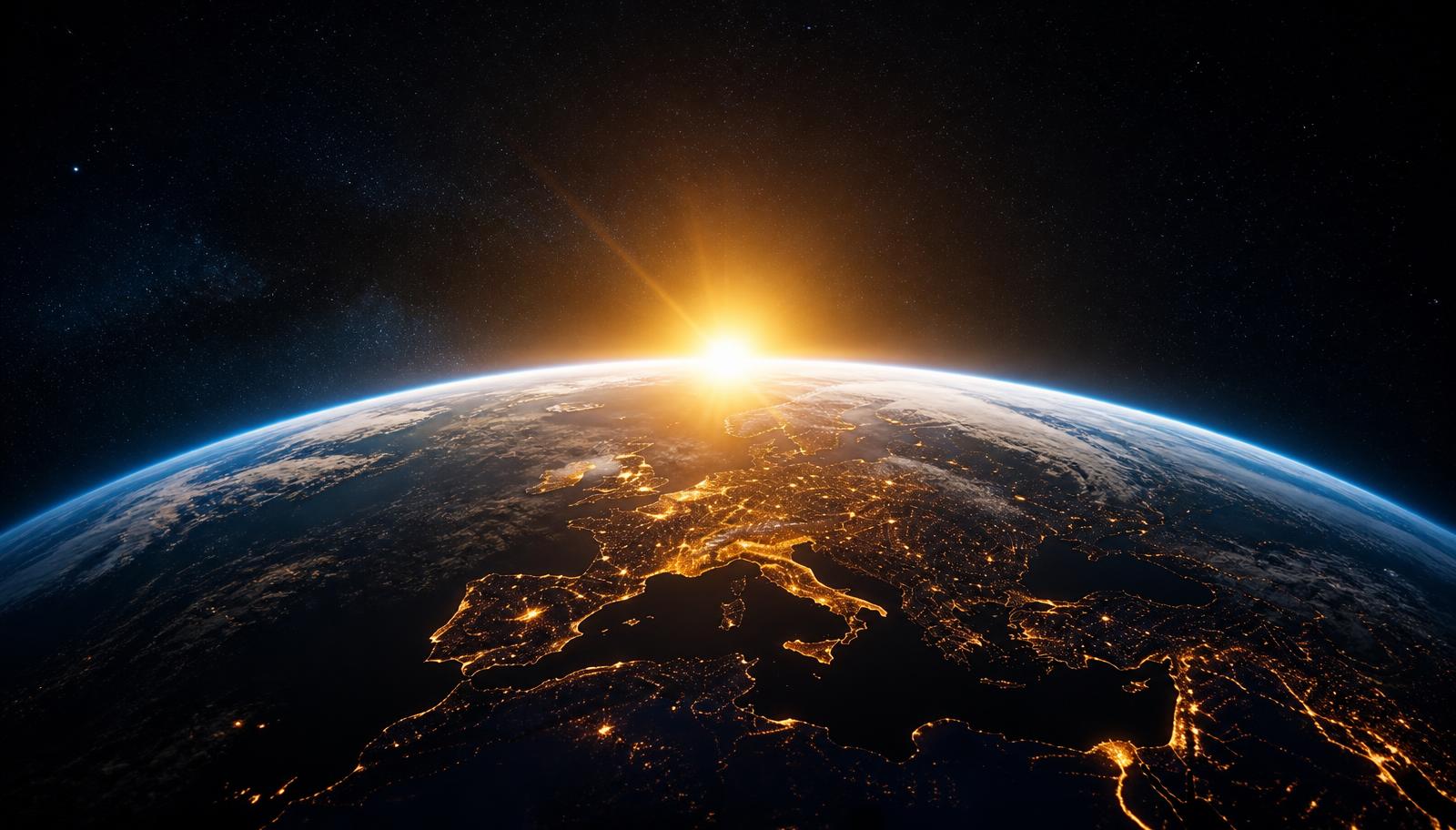 Sunrise over the Earth's horizon seen from space